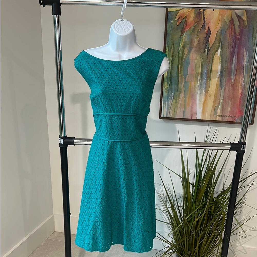 LOFT A-Line Midi Dress with Cap Sleeves